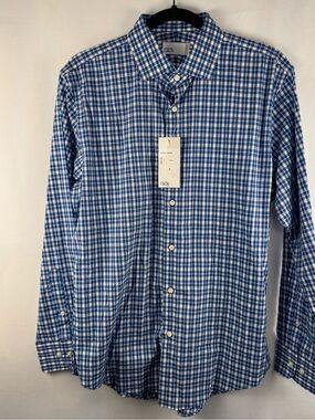 Nordstrom Rack Blue Plaid Non-Iron Trim Fit Dress Shirt 15.5 32/35 NWT